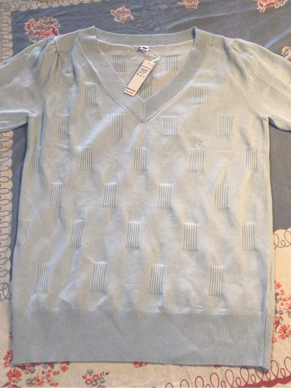 Women’s  V‑Neck Sweater in Light Blue